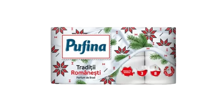 Consumabile hartie - Pufina hartie igienica 8buc 3straturi brad