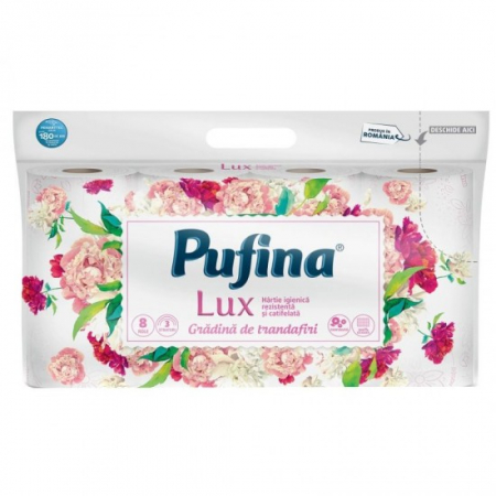 Consumabile hartie - Pufina lux hartie igienica 8buc 3straturi roses
