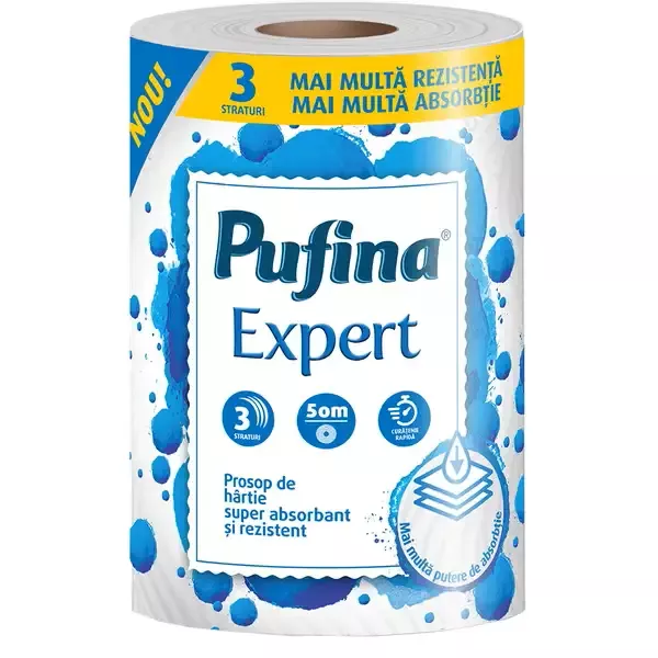Consumabile hartie - Pufina prosop bucatarie expert 3 straturi 50m