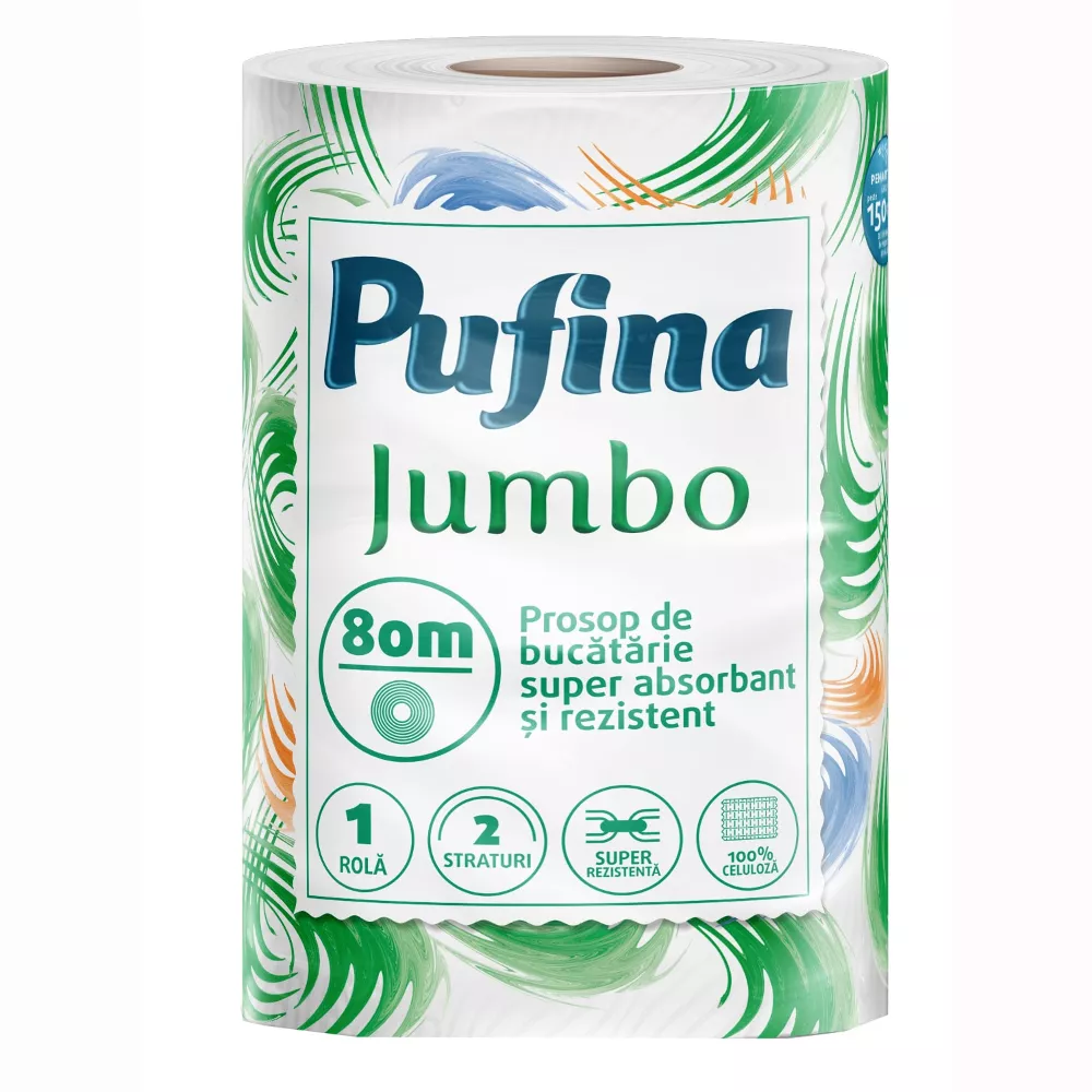 Hartie igienica - Pufina prosop bucatarie jumbo 2 straturi 80m