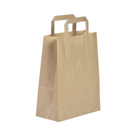 Pungi - Pungă de Hârtie Natur cu Mâner Plat – 250 Buc / Set