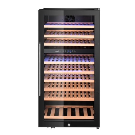 Echipamente frigorifice - Răcitor de vinuri, 2 zone, 91 sticle, Arktic, 230L, Negru, 569x595x(Î)1215mm
