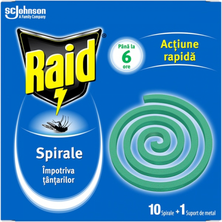 Insecticide - Raid spirale anti tantari 10buc+ suport metal