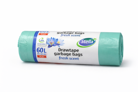 Saci menaj - Saci menajeri Stella Fresh LDPE cu Snur -60 L - 10 Buc / Set