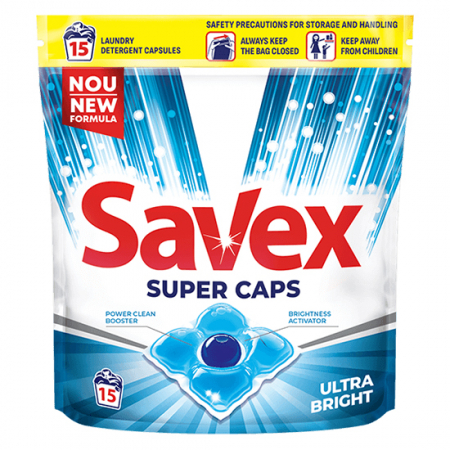 Detergenti rufe - Savex detergent super caps 15buc ultra bright