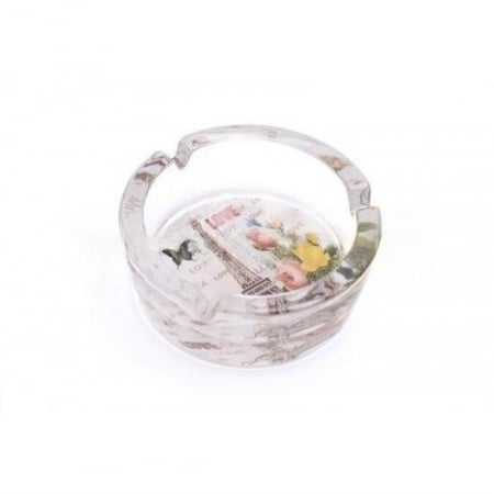 Scrumiere - Scrumiera sticla rotunda decor mx