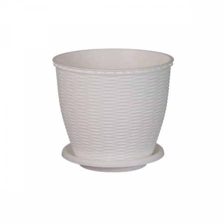 Ghivece plastic - Set 10+1ghivece ratan 6l alb mx
