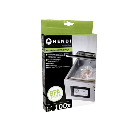 Echipamente Profesionale Bucatarie - Set 100 buc pungi vacuum netede 150x200 mm, ideale pentru gatit in sistem Sous-vide, Hendi, 2 straturi, 75 microni grosime