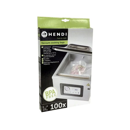 Set 100 pungi vacuum gofrate 200x300 mm, Hendi, 2 straturi, 75 microni grosime, filtru UV [0]