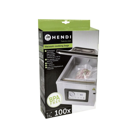 Set 100 pungi vacuum netede pentru gatit 300x400 mm, Hendi, ideale pentru gatit in sistem Sous-vide, 2 straturi, 75 microni, filtru UV [0]