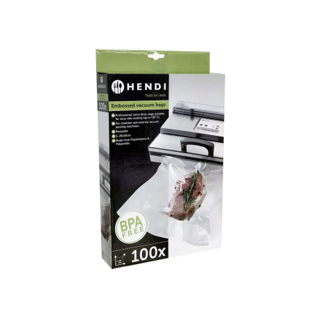 Echipamente Profesionale Bucatarie - Set 100 pungi vacuum pentru gatit netede 200x300 mm, ideale pentru gatit in sistem Sous-Vide, Hendi, 2 straturi, 75 microni grosime