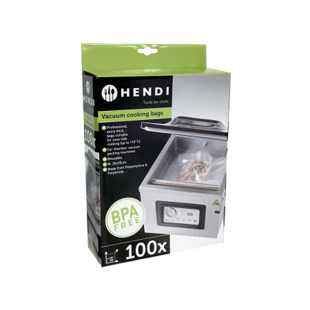 Set 100 pungi vacuum pentru gatit netede 250x350 mm, ideale pentru gatit in sistem Sous-vide, Hendi, 2 straturi, 75 microni grosime [0]