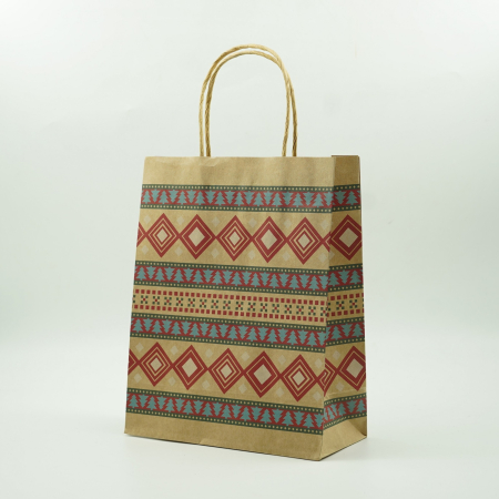 Set 12 Pungi Cadou, Imprimeu Tematica Craciun, Model Random, din Hartie, Impachetare Usoara a Cadourilor, 18.5x22.5x8.5 cm, Multicolor [11]