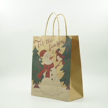 Set 12 Pungi Cadou, Imprimeu Tematica Craciun, Model Random, din Hartie, Impachetare Usoara a Cadourilor, 18.5x22.5x8.5 cm, Multicolor [7]