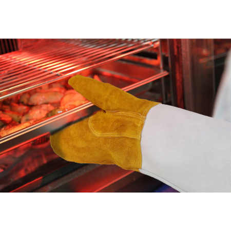 Cuptoare profesionale - Set 2 manusi din piele pentru cuptor cu protectie pana la 250 gr C, lungime 460 mm, Hendi