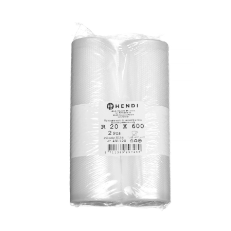 Echipamente Profesionale Bucatarie - Set 2 role pungi de vidat gofrate pentru masini de ambalat, pentru depozitarea alimentelor Hendi, 200x6000 mm
