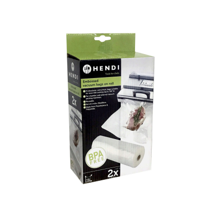 Set 2 role pungi vacuum gofrate 20 cm x 6 metri, Hendi, 2 straturi, 75 microni grosime, filtru UV [0]