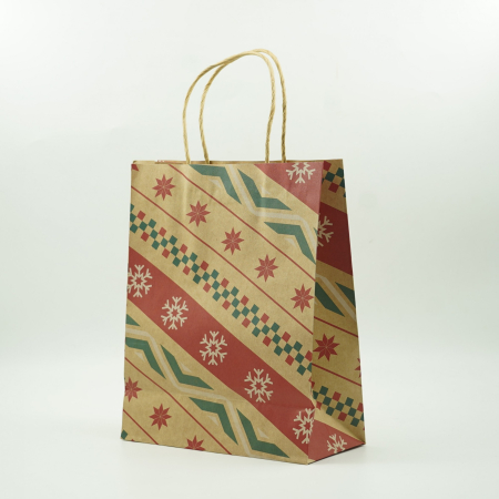 Set 24 pungi cadou, imprimeu tematica Craciun, model random, din hartie, 18.5 x 22.5 x 8.5 cm, multicolor [4]