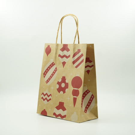 Set 24 pungi cadou, imprimeu tematica Craciun, model random, din hartie, 18.5 x 22.5 x 8.5 cm, multicolor [12]