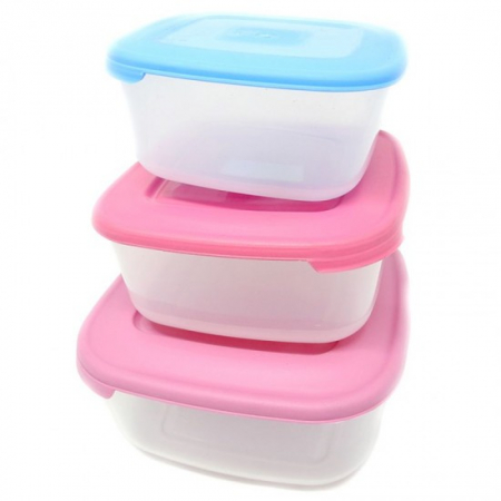 Vase si accesorii bucatarie - Set 3 cutii alimente patrate 0.95l/1.5l/2.5l mx