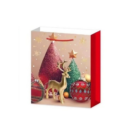 Set 6 Pungi Cadou, Imprimeu Tematica Brad de Craciun, Model Random, din Hartie, Impachetare Usoara a Cadourilor, 18.5x22.5x8.5 cm, Multicolor [1]