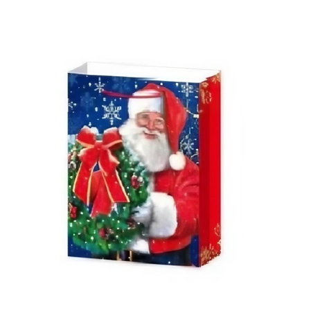 Set 6 Pungi Cadou, Imprimeu Tematica Mos Craciun, Model Random, din Hartie, Impachetare Usoara a Cadourilor, 18.5x22.5x8.5 cm, Multicolor [4]