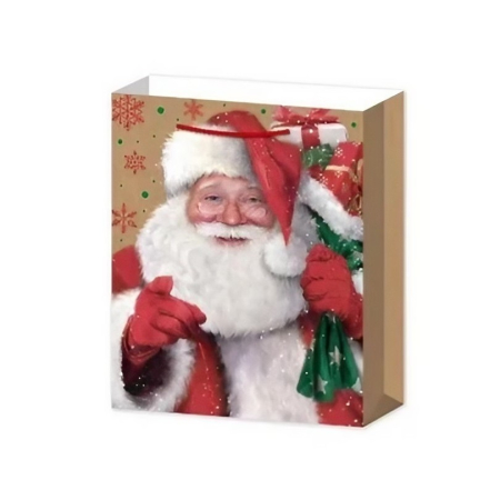 Set 6 Pungi Cadou, Imprimeu Tematica Mos Craciun, Model Random, din Hartie, Impachetare Usoara a Cadourilor, 18.5x22.5x8.5 cm, Multicolor [3]