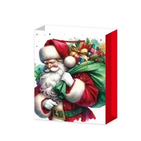 Set 6 Pungi Cadou, Imprimeu Tematica Mos Craciun, Ursuleti, Brazi, Model Random, din Hartie, Impachetare Usoara a Cadourilor, 18.5x22.5x8.5 cm, Multicolor [6]