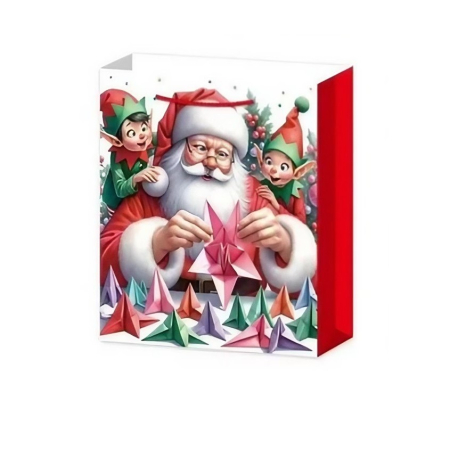 Set 6 Pungi Cadou, Imprimeu Tematica Mos Craciun, Ursuleti, Brazi, Model Random, din Hartie, Impachetare Usoara a Cadourilor, 18.5x22.5x8.5 cm, Multicolor [3]