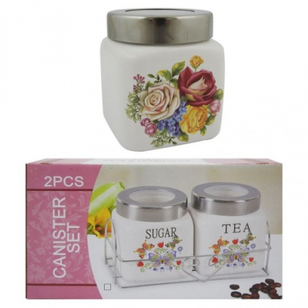 Vase si accesorii bucatarie - Set condimente 2pcs suport metalic 3382