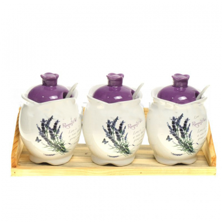 Vase si accesorii bucatarie - Set condimente ceramic suport ceramic 3piese mx