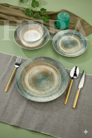 Set de Masă 24 Piese din Porțelan cu Design Artistic Radial – Hera Aurora , Design Artistic Radial [1]