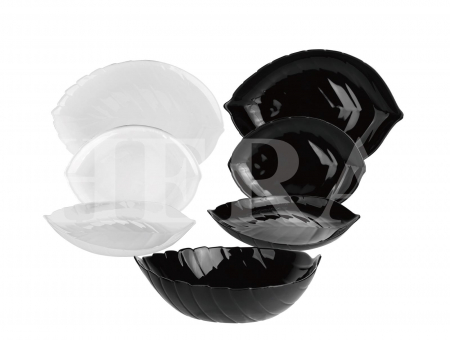 Vase si accesorii bucatarie - Set de Masă din Opal 19 Piese Black & White – Leaf Collection