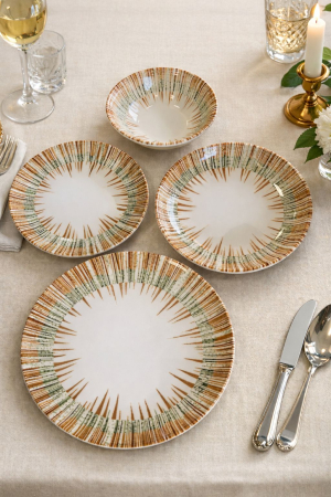 Farfurii - Set de Masa din Portelan Hera Solis - 24 de Piese - Eleganta Solara