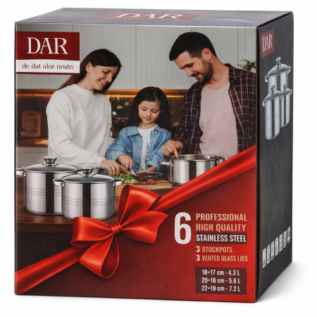 Set inox 6 buc oale cu capac sticla (4.3, 5.6l/7.2) mx [2]