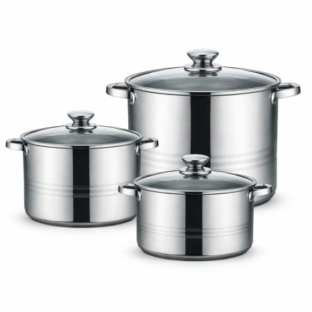 Set inox 6 buc oale cu capac sticla (4.3, 5.6l/7.2) mx