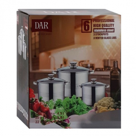 Set inox 6 buc oale cu capac sticla (4.3, 5.6l/7.2) mx