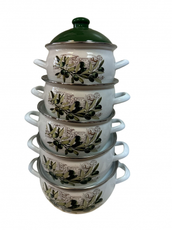 Set Oale Emailate Decorate 10 Piese - 16cm/18cm/20cm/22cm/24cm [3]