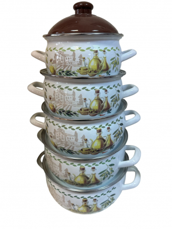 Set Oale Emailate Decorate 10 Piese - 16cm/18cm/20cm/22cm/24cm [2]