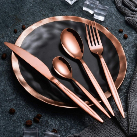 Set tacâmuri din inox, 24 piese – Roz Auriu [1]