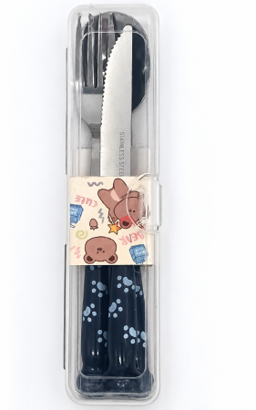 Ustensile bucatarie - Set Tacâmuri Picnic 3 piese – Compact & Reutilizabil, 19 cm