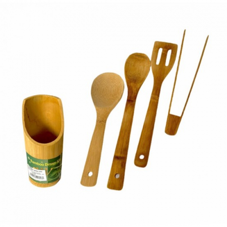 Ustensile bucatarie - Set ustensile bucatarie din bambus 5piese wow