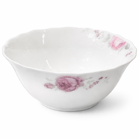 Boluri - Bol pentru supă din opal alb cu decor floral, 17,5 cm