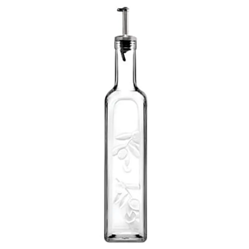 Articole pentru servit - Sticlă pentru ulei și oțet din sticlă transparentă, cu dozator anti-picurare, 1 L - design elegant