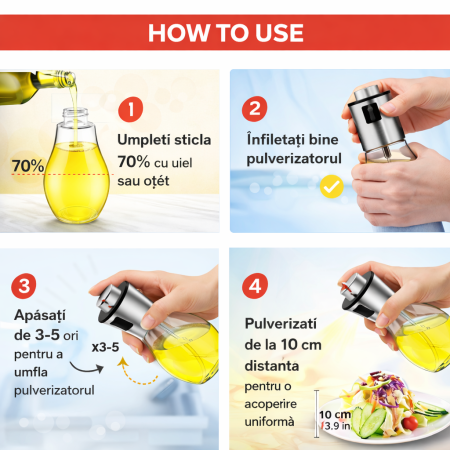 Sticlă ulei / oțet cu pulverizator WOW 200 ml [1]