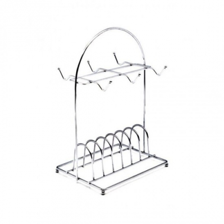 Suporti bucatarie - Suport inox 6 cesti+farfurii mx