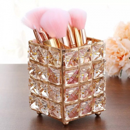 Cosmetice diverse - Suport pensule patrat gold