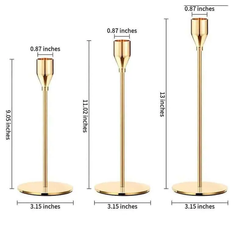 Suporturi pentru Lumânări din Metal – 3 Buc / Set -  Design Elegant Auriu [3]