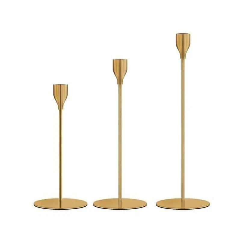 Bricolaj, casa si gradina - Suporturi pentru Lumânări din Metal – 3 Buc / Set -  Design Elegant Auriu
