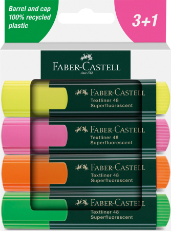 Birotica & Papetarie - Textmarkere Faber-Castell 1548 -4 Buc / Set  – Culori Intense, Evidențiere Perfectă ✨